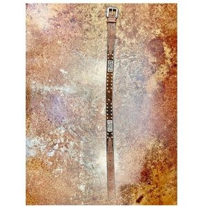 Boys Full Grain Leather Western Belt with cowhide